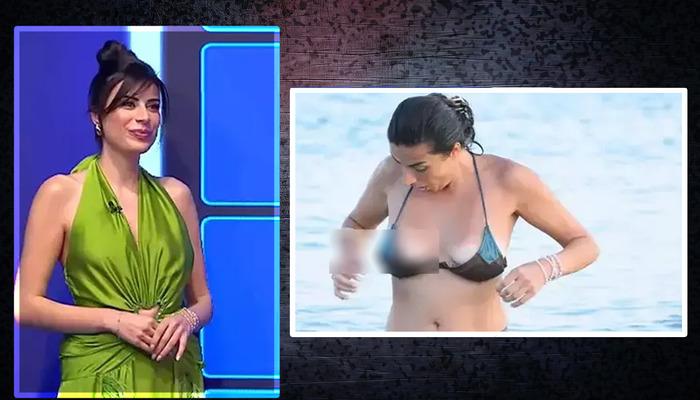 Duygu Çakmak bikinisi açık halde suya atladı!  Denizde zor anlar