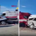 TIR, trafik ışıklarında bekleyen minibüse çarptı: 15 yaralı